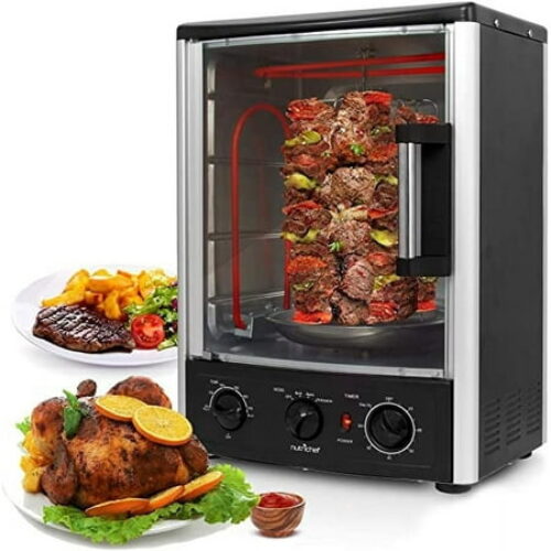 Nutrichef Upgraded Multi-Function Rotisserie Oven - Vertical Countertop Oven with Bake, Turkey Thanksgiving, Broil Roasting Kebab Rack with Adjustable Settings,...