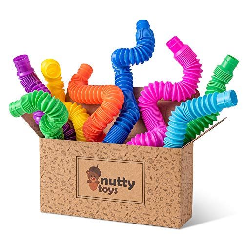nutty toys 8 pk Pop Tube Sensory Toys (Large) Fine Motor Skills & Learning for Toddlers, Top ADHD Fidget 2022...