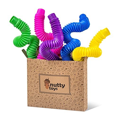nutty toys Jumbo XXL Pop Tube Sensory Toys 5 pk - Fine Motor Skills Learning for Toddlers, Top ADHD Fidget...