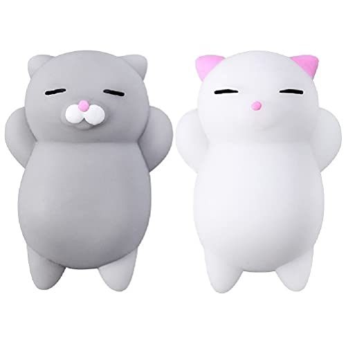 Nutty Toys Squishy Cat Set - 2 Soft Silicone Kawaii Kitties, Top Stress Relief Sensory Gift 2022, Unique Kids &...