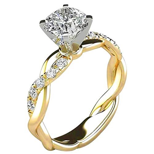 Obeon Silver Ring Bridal Zircon Diamond Elegant Engagement Wedding Band Ring Jewelry Accessories Gift