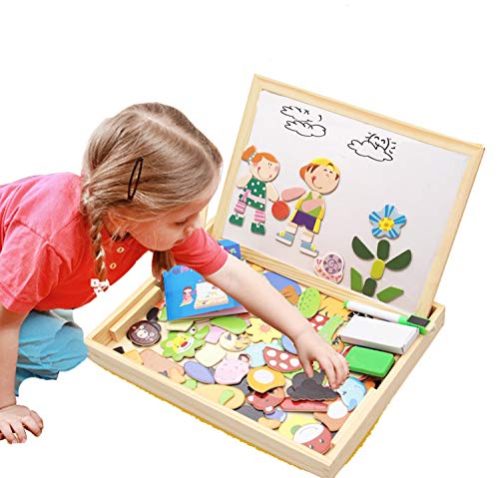 ODDODDY Educational Wooden Toys for Girls Boys Kids Children Toddlers Magnetic Drawing Board Puzzles Games Learning for Age 3 4...
