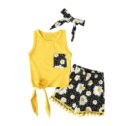 Odeerbi Baby Girls Clothes Toddler Outfit Kids Short Summer Sleeveless Vest Floral Shorts Clothes Set Yellow