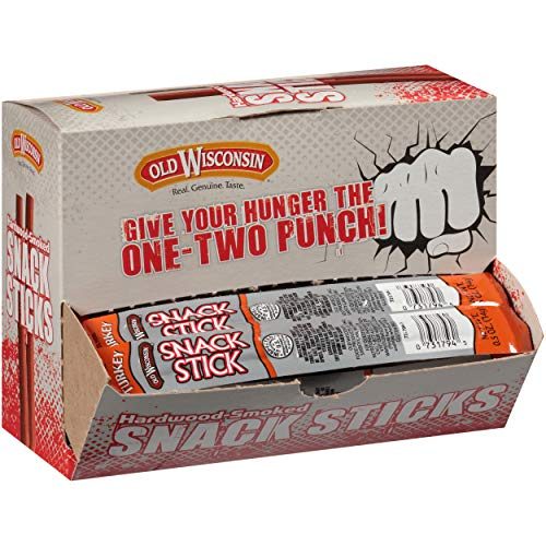 Old Wisconsin Turkey Sausage Snack Sticks, Naturally Smoked, Ready to Eat, High Protein, Low Carb, Keto, Gluten Free, Counter Box,...