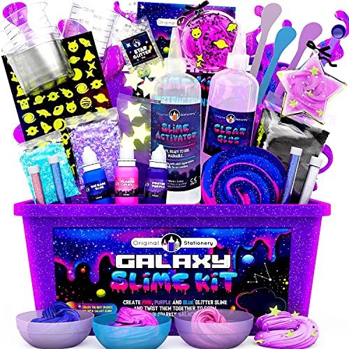 Original Stationery Galaxy Slime Making Kit with Glow in The Dark Stars to Make Glitter Galactic Slime! Slime Kits for...