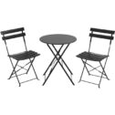 Outdoor Furniture Set 3-Piece Patio Set Steel Bistro Set Small Patio Table and Chairs Folding for Lawn Balcony Backyard Yard...