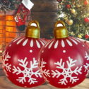 Outdoor Christmas Inflatable Decorated Ball Made of PVC,23.6 Inch Giant Merry Christmas Inflatable Balloon with Pump Outdoor Decorations Holiday Inflatables...