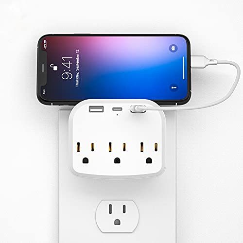 Outlet Extender, Multi Plug Outlet Splitter with USB C Ports, USB Wall Charger for Home Office Accessories, Dorm Room Essentials