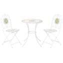 Outsunny 3-Piece Bistro Set, Mosaic Floral Patio Set with 2 Folding Chairs and Round Table for Backyard, Poolside, White, Yellow,...