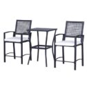 Outsunny 3 Piece Outdoor Classic Bar Style Patio Rattan Bistro Furniture Set