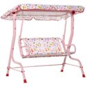 Outsunny Canopy Metal Porch Swing - Pink