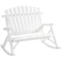 Outsunny Outdoor Adirondack Rocking Chair with Log Slatted Design, 2-Seat Patio Wooden Rocker Loveseat with High Back for Lawn Backyard...