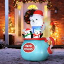 Outsunny 5ft Christmas Inflatables Outdoor Decorations Blessed Polar Bear and Penguins in the Cup, Blow-Up LED Yard Christmas Decor for...