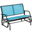 Outsunny Outdoor Glider Bench 2-Person Swing Rocking for Chair Porch Blue