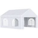 Outsunny Party Tent and Heavy Duty Carport with Door Windows