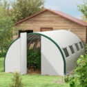 Outsunny Tunnel Greenhouse w/ Doors and Windows, 19.7' x 10' x 6.6', White