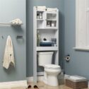 Over The Toilet Storage, Bathroom Cabinet Organizer Shelf Space Saver with Adjustable Rack, Wooden Finish - 4 Types