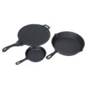 Ozark Trail 4-piece Cast Iron Skillet Set with Handles and Griddle, Pre-seasoned, 6