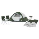Ozark Trail 6-Piece Camping Combo - Green (1 Room Tent, Sleeping Bags, Chairs, Travel Table Included)