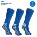 Pack of 3 Pairs - XXXL Non-Skid Bariatric Extra Wide Slipper Socks for People with Diabetes & Edema (Royal Blue)