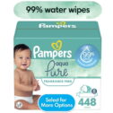 Pampers Aqua Pure Baby Wipes, 99% Water, Unscented, 8-Pack 448 Wipes (Select for More Options)