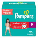 Pampers Cruisers 360 Fit Diapers, Active Comfort, Size 5, 96 Count