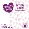 Parent's Choice Simply Basic Aloe Baby Wipes, 3 Flip-Top Packs (168 Total Wipes)