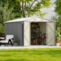 Patiowell 8' x 10' Outdoor Storage Shed, Metal Tool Shed with Lockable Doors for Garden, Backyard, Patio Use, Gray