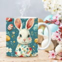 PATLOLLAV Easter Coffee Mug,Easter Rabbit Easter Egg Cross Print Pattern ,Just A Easter Ceramic Coffee Mug Cup Idea Cute Animal...