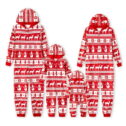 PatPat Christmas Family Matching Allover Red Print Long-sleeve Hooded Zipper Onesies Pajamas Sets (Flame Resistant)