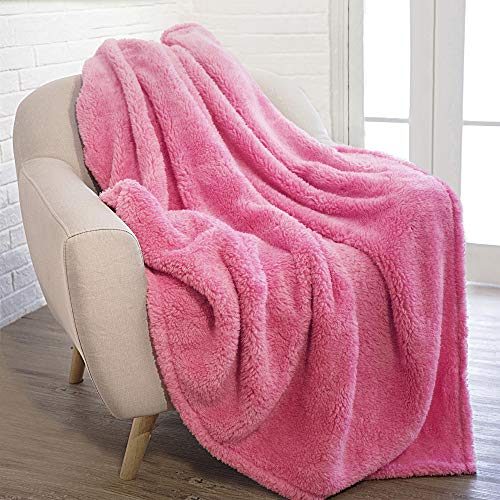 PAVILIA Fluffy Sherpa Throw Blanket for Couch Sofa | Plush Shaggy Fleece Blanket | Soft, Fuzzy, Cozy, Warm Microfiber Throw...