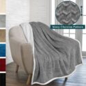 PAVILIA Premium Chevron Sherpa Throw Blanket | Soft Reversible Grey Fleece Blanket Throw | Plush, Fuzzy Throw for Couch Sofa,...