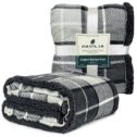 PAVILIA Premium Plaid Sherpa Fleece Throw Blanket | Super Soft, Cozy, Plush, Lightweight Microfiber, Reversible Throw for Couch, Sofa, Bed,...