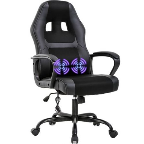 PC Gaming Chair Massage Office Chair Ergonomic Desk Chair Adjustable PU Leather Racing Chair with Lumbar Support Headrest Armrest Task...