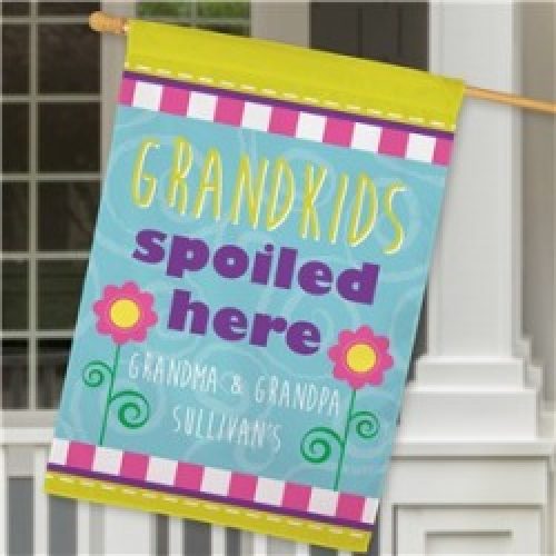Personalized Grandchildren Spoiled Here House Flag by Gifts For You Now