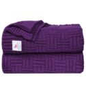 PiccoCasa Soft 100% Cotton Knitted Throw Blanket, Purple 47