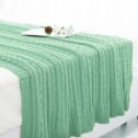 PiccoCasa Super Soft Warm Solid Cotton Cable Knit Blanket Throw Rug Sofa Bedding , Light Green 50