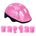 Pixnor 7 Pieces in 1 Set Pink Adjustable Skating Helmet Kits Outdoor Protector Skateboard Gear Knee Pad Elbow Pads Balance...