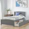 Platform Bed with 2 Drawers, Storage Bed, 79.5