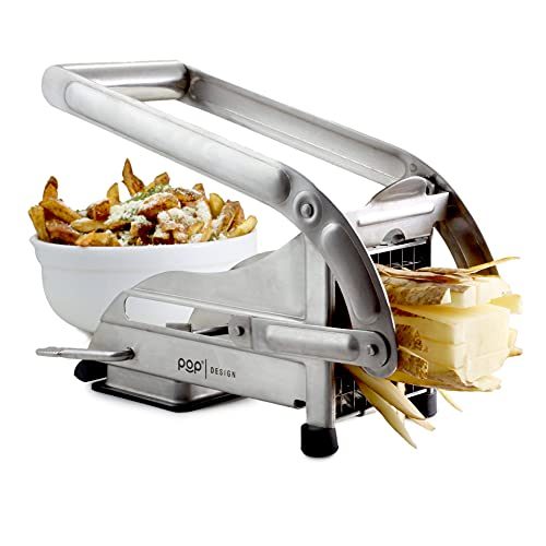 POP AirFry Mate, Stainless Steel French Fry Cutter, Commercial Grade Vegetable and Potato Slicer, Includes 2 Blade Size Cutter Options...