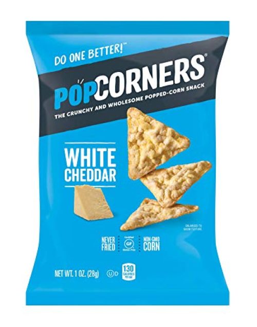 Popcorners Snack Pack, Gluten Free Chips, White Cheddar, 1 Ounce (Pack of 20) (Packaging may vary).