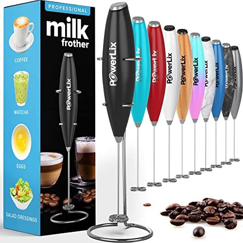 PowerLix Milk Frother Handheld Battery Operated Electric Whisk Beater Foam Maker For Coffee, Latte, Cappuccino, Hot Chocolate, Durable Mini Drink...