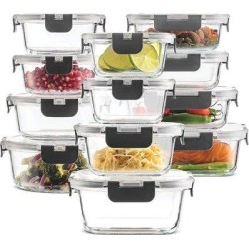 Prep & Savour 24-Piece Superior Glass Food Storage Containers Set - Newly Innovated Hinged BPA-Free Locking Lids | Wayfair