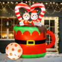 Presence 5FT Inflatable Gingerbread Man Woman Couple, Christmas Decorations Outdoor Yard Lawn Garden