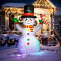 Presence 8FT Christmas Inflatable Snowman, Christmas Snowman with Candy Cane for Backyard Garden Lawn Patio Outdoor Christmas Decor, Snowman Christmas...