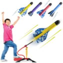 Prextex Toy Rocket Launcher for Kids Shoots Up to 150 feet Colorful Foam Rockets with Planes 3 Years
