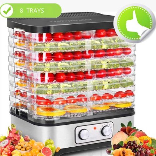 Professional 8 Layers Food Fast Dryer, Portable Food Dehydrator Machine for Jerky in Black and Silver, Fruit, Vegetables & Nuts,...