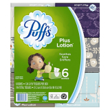 Puffs Plus Lotion Facial Tissue, 2-ply, 124 Tissues/Box, 6 Boxes/Pack (39383) on Sale At Staples