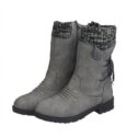 Puntoco Women'S Winter Boots Clearance,Autumn and Winter Woolen Yarn Snow Boots Back Strap Plus Size Boots Women Gray