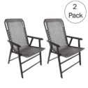 Pure Garden Portable Folding Camping Chairs with Textilene Fabric and Bungee Suspension, Gray, Set of 2